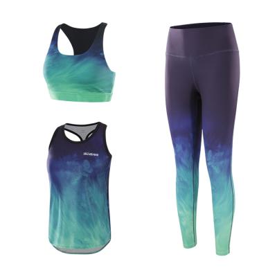 China 2021 Breathable Women Fitness Gym Workout Set Sublimation Yoga Bra Leggings High Waisted Running Yoga Set for sale