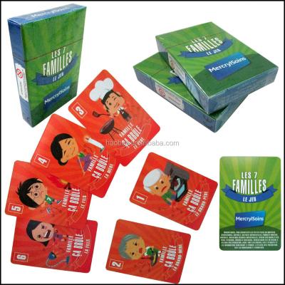 China EU Famous Brand 7 Family Children Card Game France Market Paper Kids Flash Playing Cards for sale