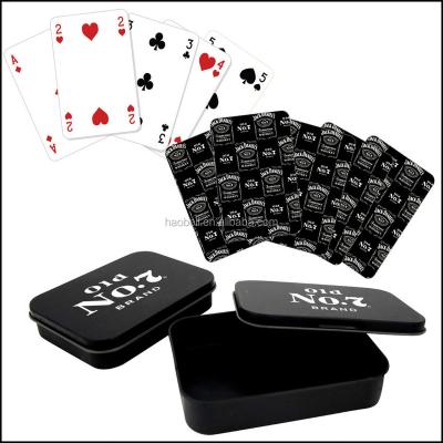 China Plastic Customized Plastic Gambling Cards Promotional Advertising Poker Cards Tin Box Packing for sale