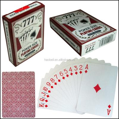 China 777 Paper Plastic Coated Paper Poker Playing Cards For Supermarket for sale