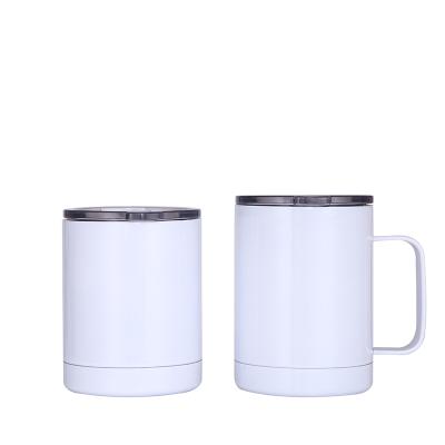 China Sustainable 10oz Stainless Steel Straight Sublimation Blanks Coffee Mugs With Lid And Handle For Sale for sale