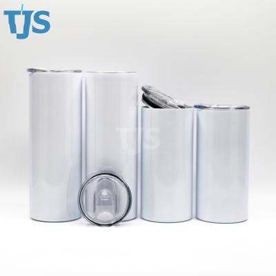 China TJS Sublimation 20oz Stainless Steel Viable HOT White Straight Skinny Tumbler Double Wall Insulation Cups With Lids And Straws for sale