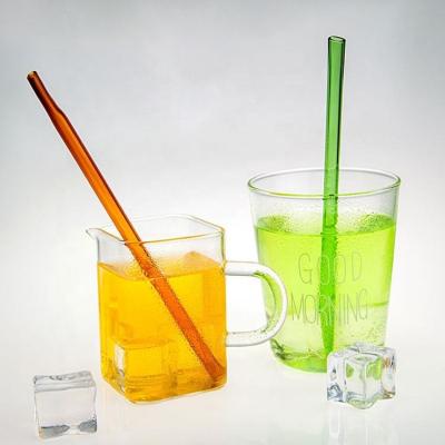 China Flat Surface Borosilicate Glass Sustainable Reusable Straws In Various Colors for sale