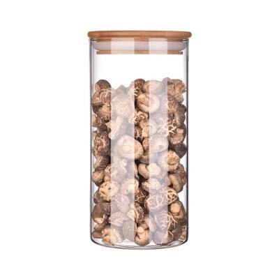 China Freshness Preservation Modern Minimalist Home Style Kitchen Storage 250ml Clear Glass Jar With Bamboo Lid for sale