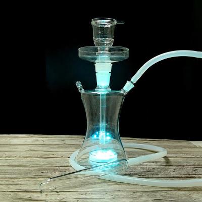 China Glass Shisha Hookah Classic Hot Russian Style With LED Light Arabic Glass Hookah With LED Light Small Size Clear Shisha for sale