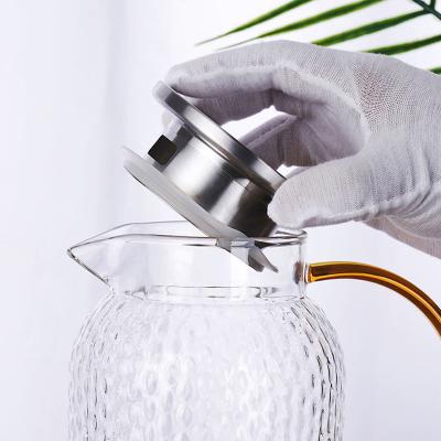 China High Borosilicate Cold Water Juice Stored Heat Resistant Glass Kettle Glass Transparent Cold Kettle for sale