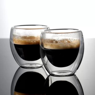 China Sustainable Double Clear Glass Espresso Mug Bar Party Glass Drinking Cup for sale