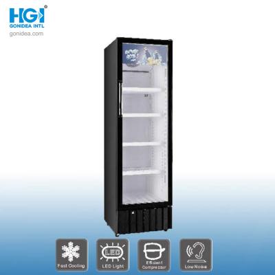 Chine Portable porte vitrée simple boissons vitrine verticale refroidisseur de boissons réfrigérateur 280L à vendre