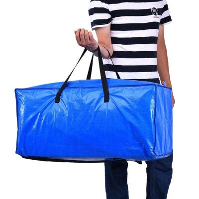 China Eco-friendly Reusable Shopping Tote Supplier Custom Print Extra Large Pp Woven Bag With Zipper for sale