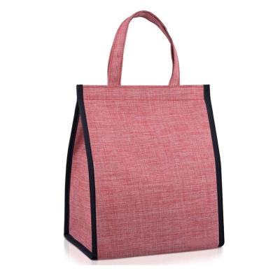 China Large Fashion Waterproof Outdoor Lunch Cooler Bag Stripe Canvas Insulated Food Delivery Cooler Bag for sale