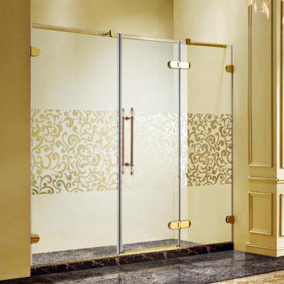 China Frameless Simple European Style Design Fiberglass Gold Colored Bathroom Luxury Shower Enclosure for sale