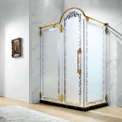 China With Custom Golden Frame Hinge Fiberglass Shower Enclosure for sale