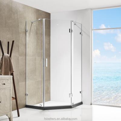 China Quiet Frameless Operation Neo Angle Aluminum Profile Custom Hinged Shower Enclosure for sale