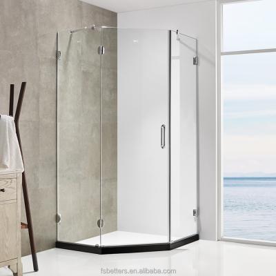 China Reversible in Chrome with Acrylic Bottom Frameless Parangle Hinged Shower Enclosure for sale