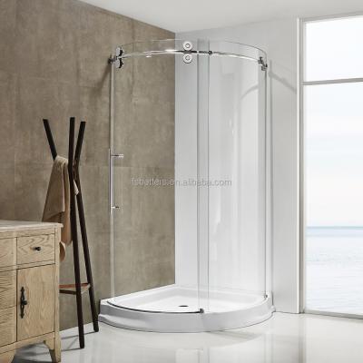 China No.1 Top Selling Frameless Built-in Curve Single Large Roll Tempered Glass Hotel Shower Room for sale