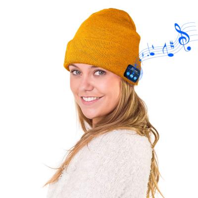 China Keeping Warm Wireless Earphone Women Winter Beanie Music Hat Built-In Mic Stereo Hats Speaker for sale