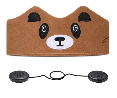 China Universal For Sleeping Cute Blue Tooth Cat Bear Panda Kids Wireless Children Eyes Blind Shield Patch Shield Headband Earphone Cartoon Earbuds for sale