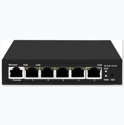 China Poe IP Camera 4 Ports 1000Mbps Layer 2 Managed PoE Switch+1 Uplink Port (POE0410M) for sale