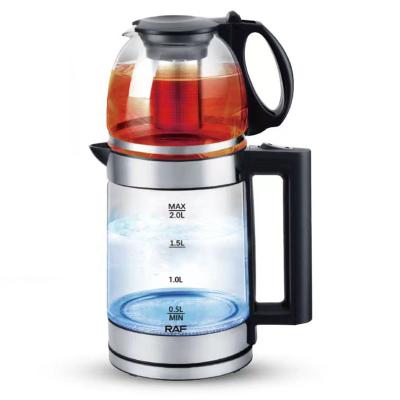 China New Style 360 ​​Degree Rotation Double Bottom Glass Electric Kettle Keep Warm Function Adjustable Temperature for sale