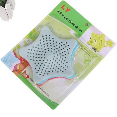 China Factory stocked wholesale 4 pieces of creative starfish shape anti-blocking colorful floor drain sink strainer for sale