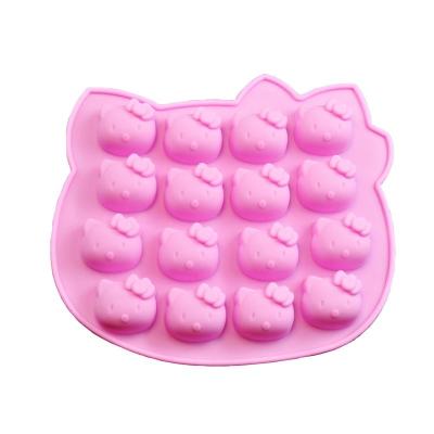 China Cat Shape Fondant Cake Mold Disposable Baking Tool Cat Style Pink Kitty DIY Silicone Mold Sugar Craft Baking Decoration Baking Tool for sale