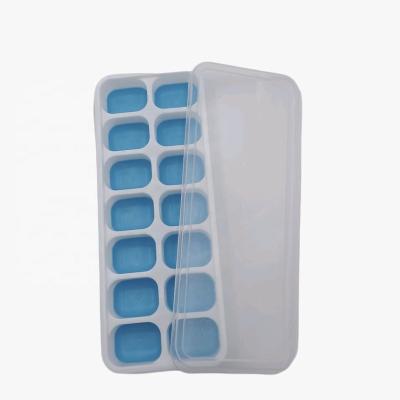 China Sustainable 14 Ice Tray Silicone Ice Cube Molds Ice Ball Press Tray With Lid for sale