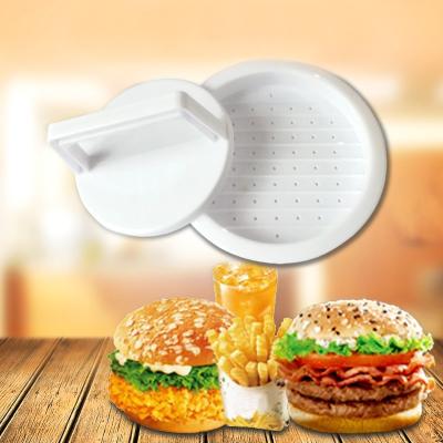 China Hand Press Patty Mold Stocked White Plastic Hamburger Making Press Patty Tool Pie Press for sale