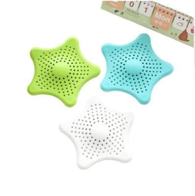 China Factory Wholesale Stocked Five-pointed Starfish Kitchen Sink Silicone Floor Drain Waterway Anti-Clog Filter for sale