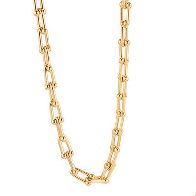 China Hiphop 18K Gold Plated 316L Stainless Steel U Link Necklace For Women Thick U Shape Choker Hiphop Chain Jewelry for sale