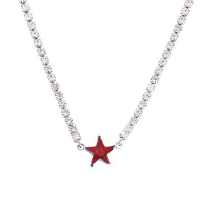 China Europe and America Fashion Jewelry Necklaces Stainless Steel Zircon Star Pendants For Women Choker Choker Tennis Chain Jewelry Fine Necklaces For Women for sale