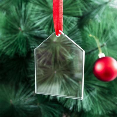 China China Custom Etched Glass Hanging Pendant Ornament Crystal Glass Christmas Tree Ornament for sale