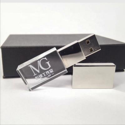 China Wholesale Hot Selling USB U Rectangular Crystal Custom Logo Disk 8gb 16gb 32gb Best Price Promotional Custom Flash Drive LED Crystal Flash Drive for sale