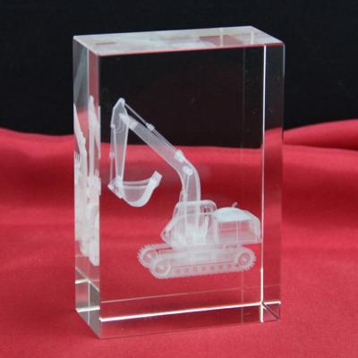 China Hot sale Europe pujiang K9 Cube Crystal Glass Block For 3D Laser Engraving Excavator Blank Crystal Paperweight For Business Gifts for sale