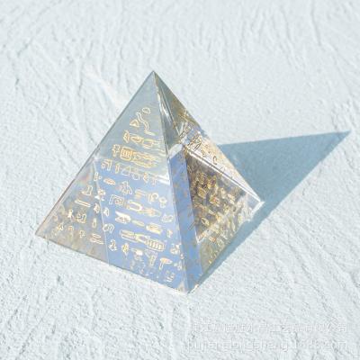 China Europe wholesale custom 3d engraving 60mm pyramid k9 crystal paperweight cut logo clear crystal pyramid for fengshui souvenir for sale