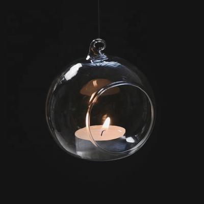 China Weddings Wholesale Round Shape Ball Candle Holder Crystal Ball Hanging Glass Candlestick for sale