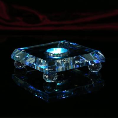 China China LED colorful crystal square glass base can be inserted lamp base crafts decoration crystal base for sale