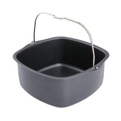 China Sustainable Stainless Steel Air Fryer Accessories Baking Square Basket Cake Tray for sale