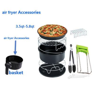 China Hotel Air Fryer Accessories 7 Inch 8 Pieces Set For 3.5-5.8QT Cake Barrel Pizza Tray for sale