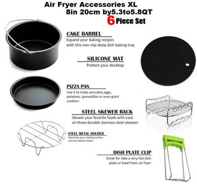 China Easy Operate Air Fryer Accessories 8 Inch 6 Pieces For 5.2-5.8QT Air Fryer Cake Basket Pizza Trays for sale