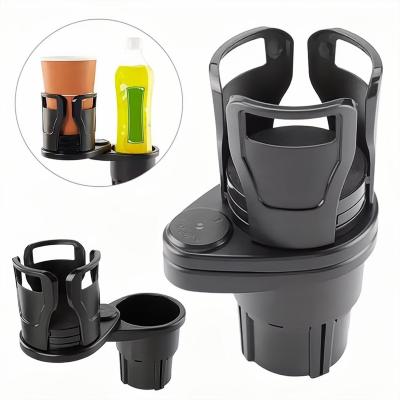 China Adjustable Vehicle-mounted Water Cup Drink Holder 2 in 1 Multifunctional 360 Rotating Dual Cup Mount for sale