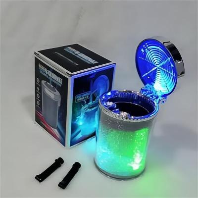 China LED Light Indicator Bling crystal Car Ashtray With LED Light Cigarette Cigar Ash Tray Container Smoke Ash Cylinder Smoke Cup Holder LED Colorful Ashtray for sale