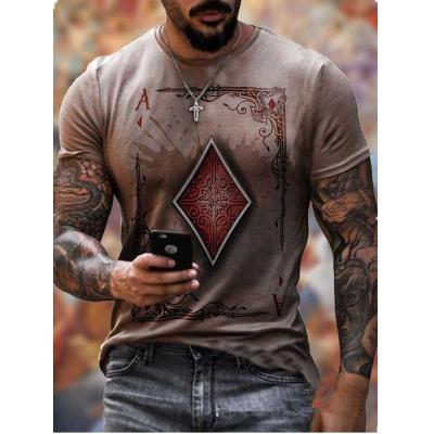 China 2021 QUICK-DRY European and American new men's series fashion T-shirt game card printing men's T-shirt tops for sale