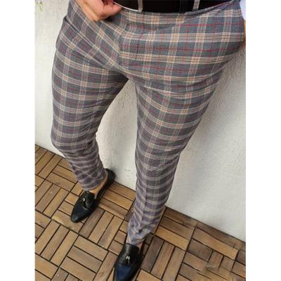 China Anti-wrinkle Spring Autumn Men Casual Pants Slim Fit Striped Print Trousers for sale