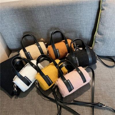 China Luxury Bags Checked Supplie Fashion Winter Fur Plush Candy Color Fluffy Women Shoulder Bag Cross - Body Bag Design Bag Purses And Handbags for sale