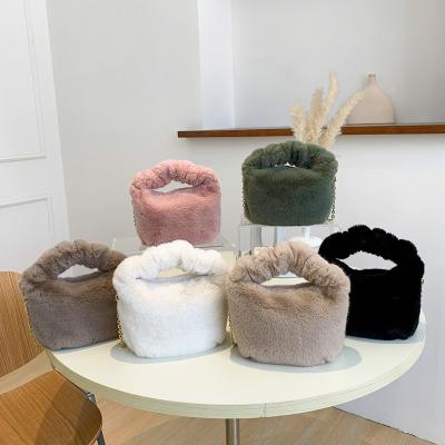 China Luxury Bags Drop Shipping 2022 Fur Ruched Fuzzy Solid Color Winter Women Shoulder Bags Cross - Body Bag Design Bag Purses and Handbags for sale