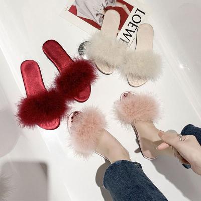 China Wholesale Fashion Trend Women Slippers Home Fur Open Toe Slippers Sandals Ladies Winter Slides For Women for sale