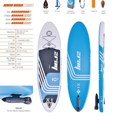 China ZRAY Unisex X1 37583Stand Up Paddle Board All Around Inflatable X-Rider SUP with Double Action Pump, Paddle, Backpack and Safety Leash for sale