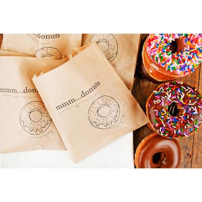 China Custom Printed Logo Grease Oil Proof Burgers Bread Hamburger Donuts Takeaway Packaging Greaseproof Fried Food Kraft Paper Bags for sale