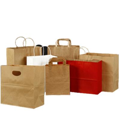 China Carry Out Bags Restaurant Fast Food Grade Biodegradable Takeaway Shopping Custom Printed Store Brown Kraft Paper Bag for sale