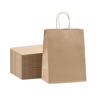 China Plain Brown Kraft Paper Bag With Twisted String Handle Custom 120 Gsm Paper Shop Bags With Your Own Logo en venta